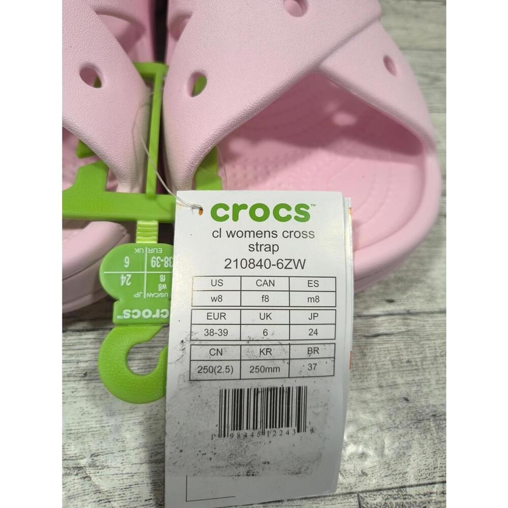 Crocs CL Cross Strap Shoes Womens Size 8 Light Pink Slip On Comfort Sandals NWT - Picture 2 of 9